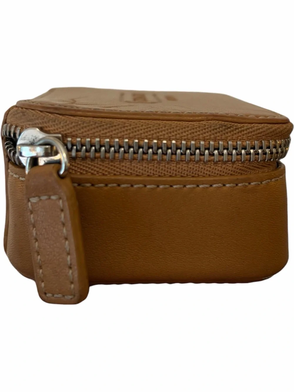 COACH Embossed Triple Pill Box #8884 Tan Leather Storage Organizer Vintage Y2K